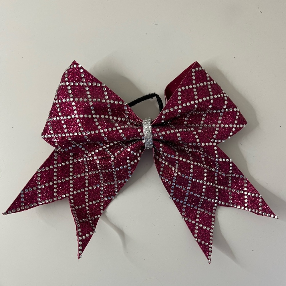 Pink With Rhinestones Competition Cheer Bow
